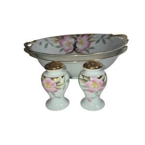 Vintage Noritake Azalea Pattern Hand Painted Pink Floral Motif Serving Bowls S&P